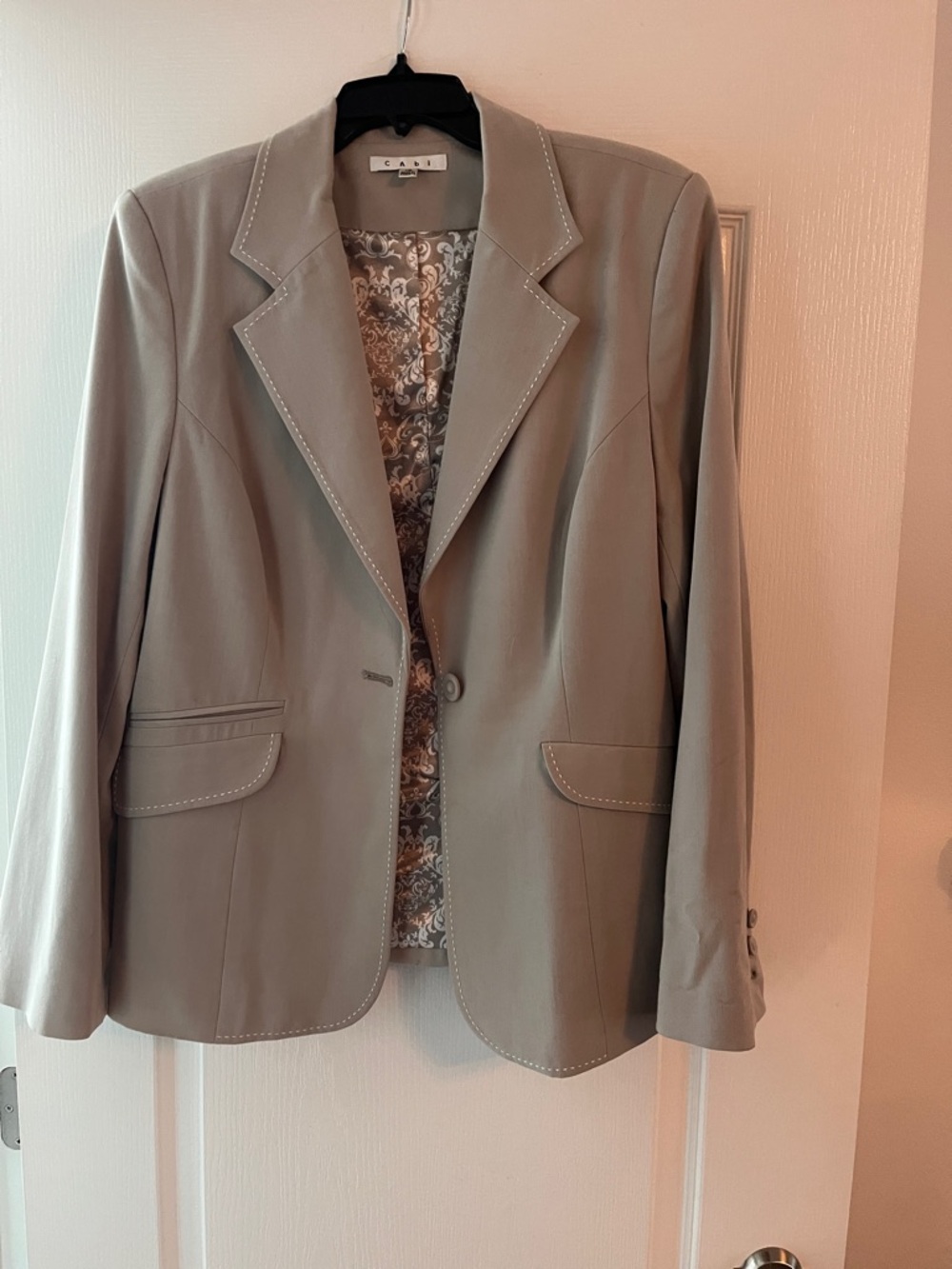 CAbi Taupe Single-Button Notched Lapel Blazer